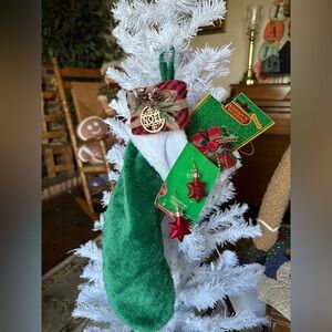 Festive Green and White Filled Christmas Stocking Decor
